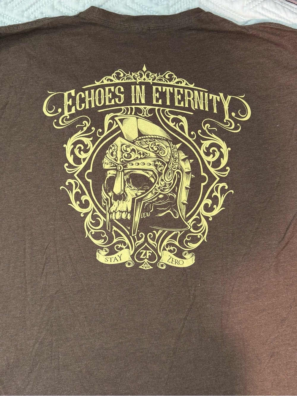 Zero Foxtrot XL Echoes In Eternity Graphic Short Sleeve Tee skull Trojan